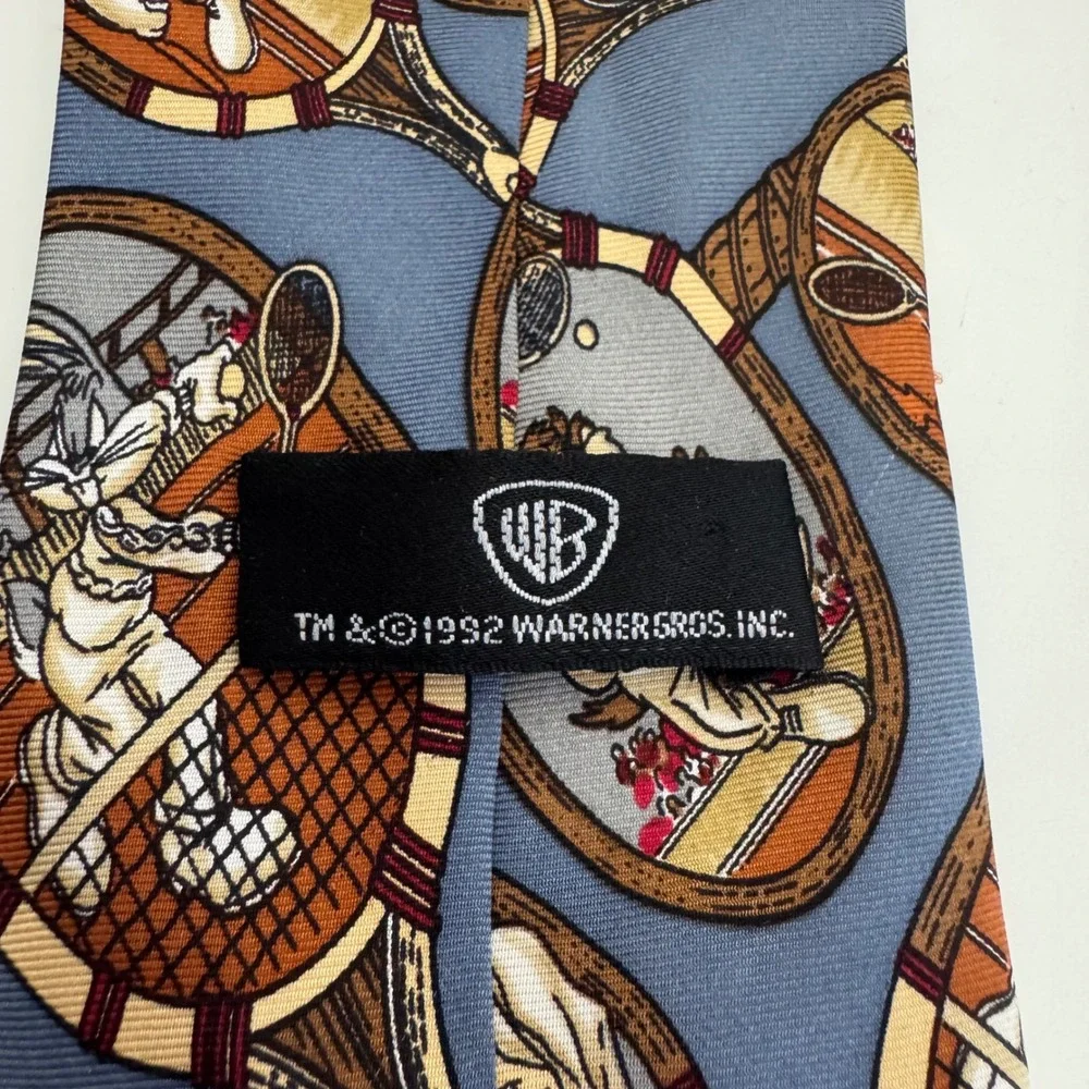 Vintage 1992 Warner Bros Looney Tunes Bugs Bunny Tennis Silk Necktie Men‎
